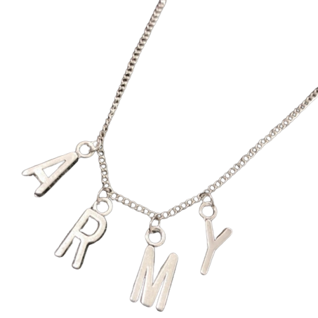 ARMY Necklace as seen on Jimin K Merch Store