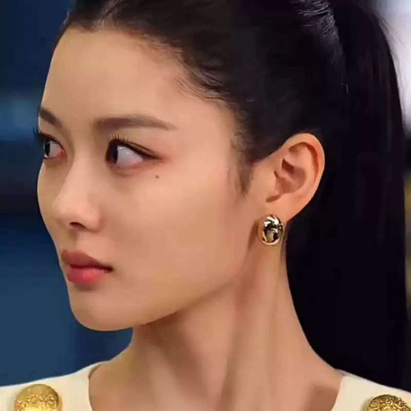 Gold Oval Earrings as seen on Kim You Jung Dear X Kdrama