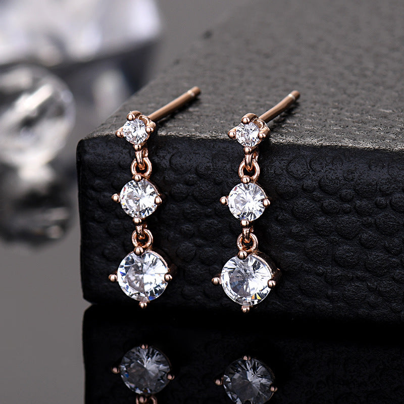 Eve Kdrama Lee La-El Seo Yea Ji  Dainty Triple CZ Earrings