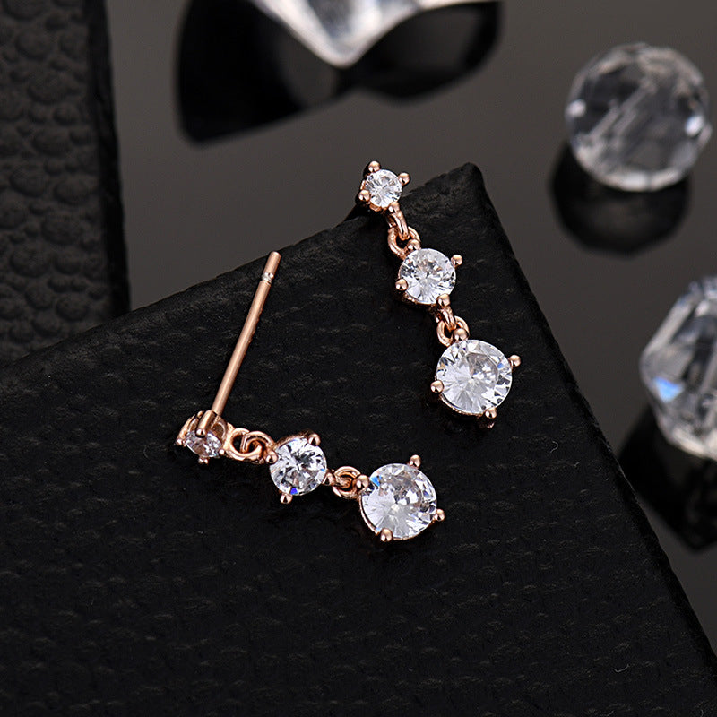 Eve Kdrama Lee La-El Seo Yea Ji  Dainty Triple CZ Earrings