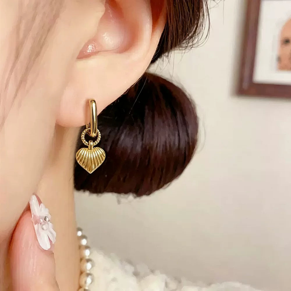 Art-Deco Heart Earrings Inspired by The Early Spring Chinese Drama As Seen On Sun Qian