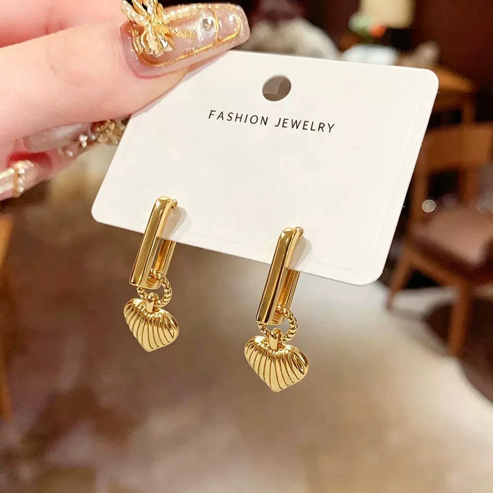 Art-Deco Heart Earrings Inspired by The Early Spring Chinese Drama As Seen On Sun Qian