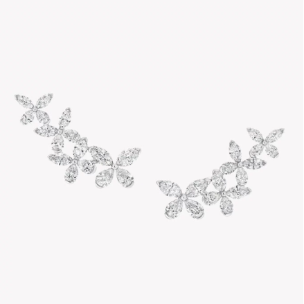 IU Silver Floral Climber Earrings | Perfect Crown Kdrama