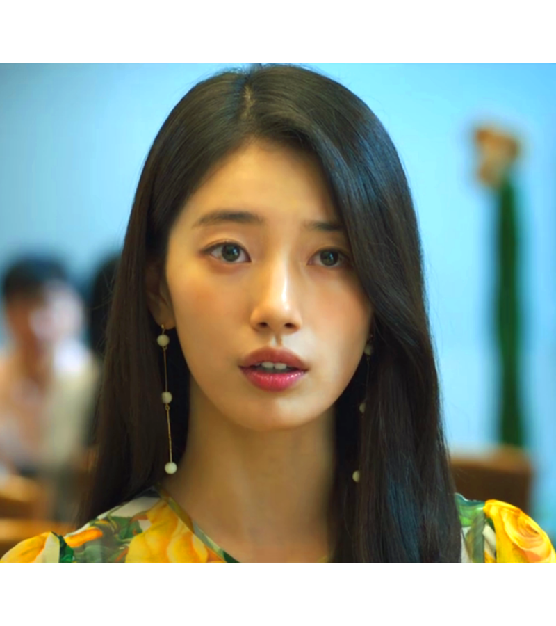 Genie, Make A Wish Ga-Young (Bae Suzy) Gold Dangle Earrings with beads