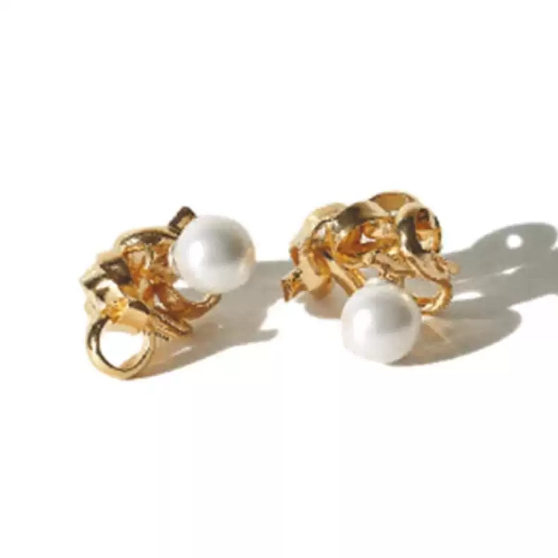 Genie, Make A Wish Ga-Young (Bae Suzy) Gold Abstract Earrings with Pearl