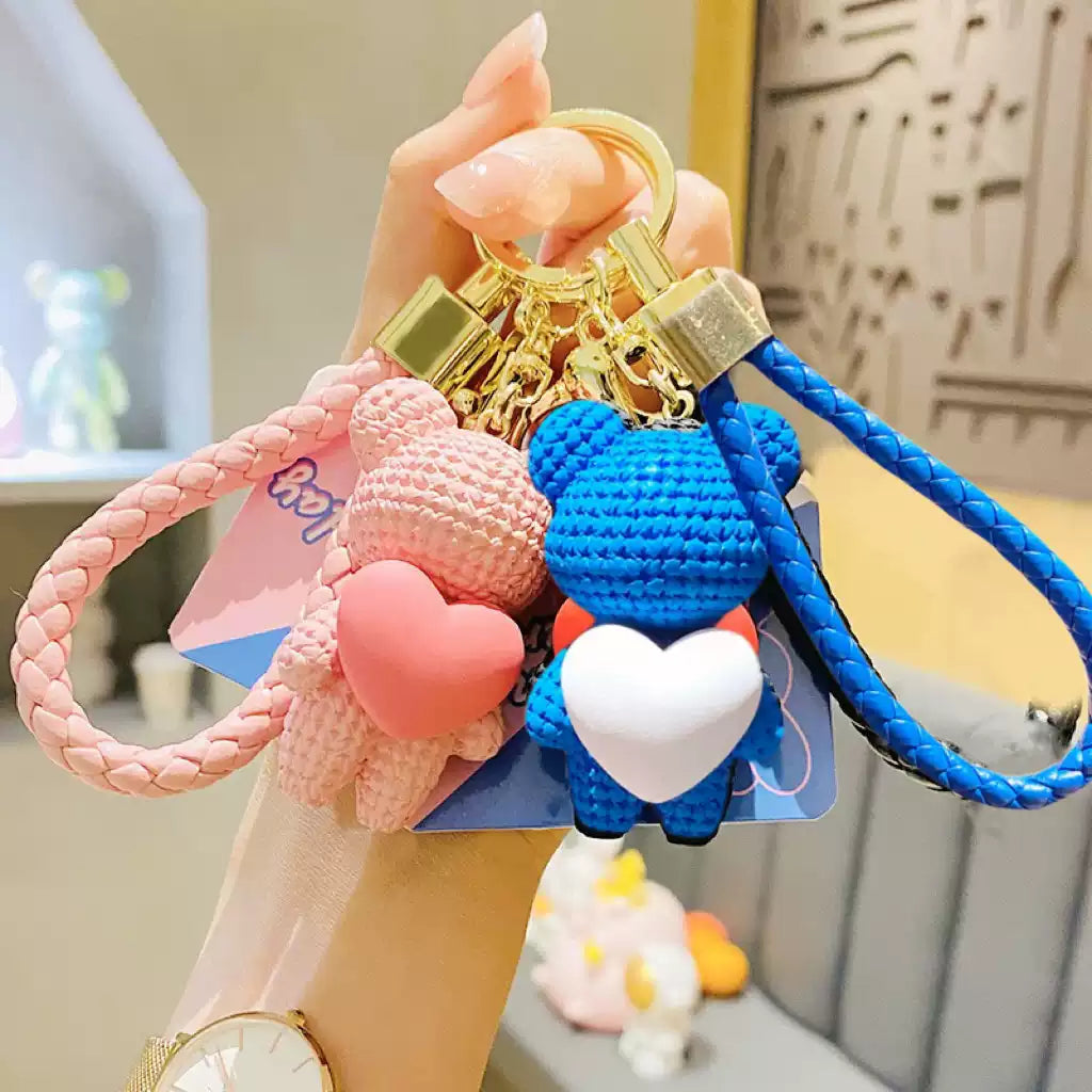 Webtoon Kdrama Lovely Runner Matching Bear with Heart Keychain