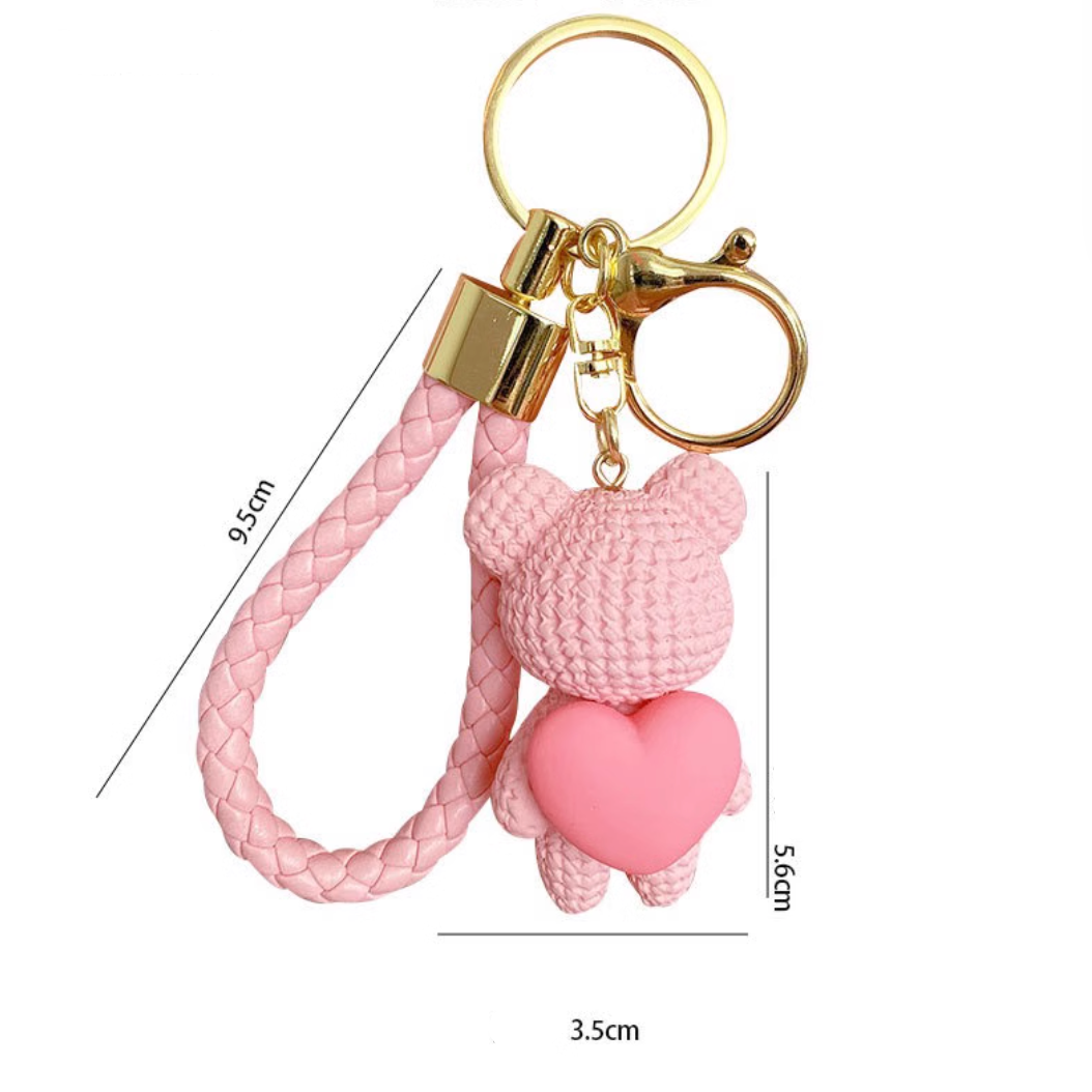 Webtoon Kdrama Lovely Runner Matching Bear with Heart Keychain in Pink