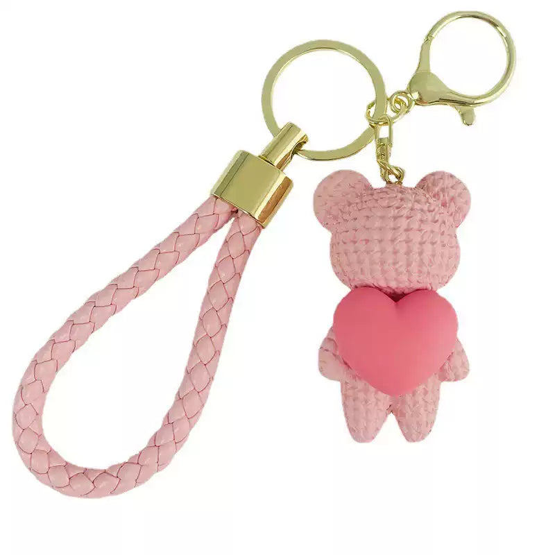 Webtoon Korean drama Lovely Runner Matching Bear with Heart Keychain in Pink