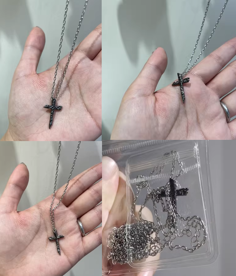 My Demon Kdrama| Song Kang jagged black cross layered necklace
