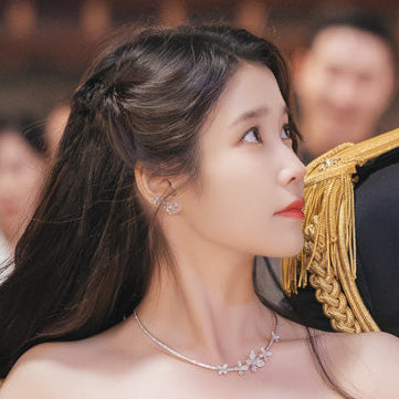 IU Silver Floral Climber Earrings | Perfect Crown Kdrama