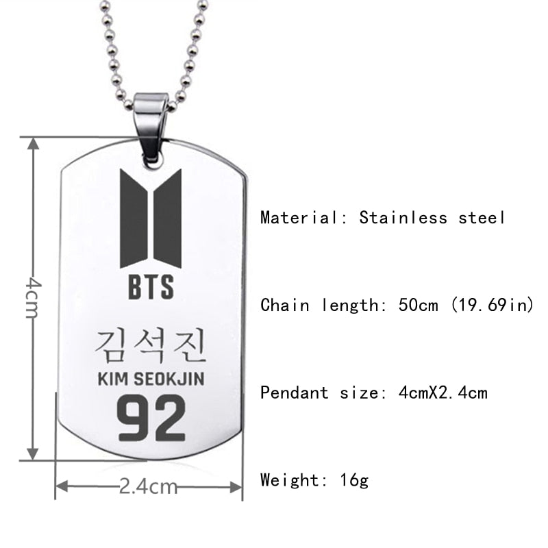 BTS Inspired Bias Armg Tag Necklace Set