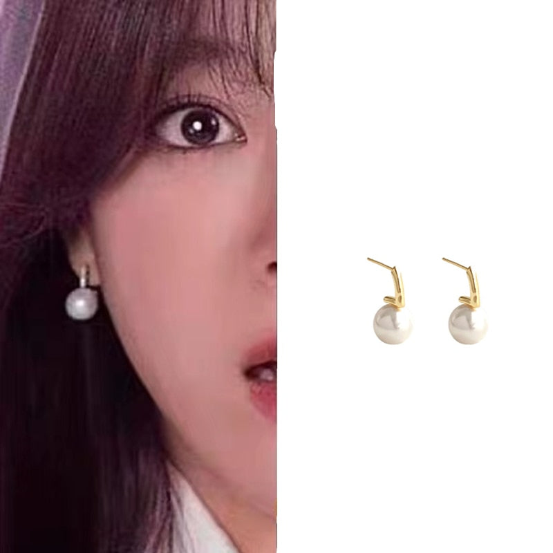 Square Hoop Pearl Drop Earrings Kim Se Jeong Business Proposal