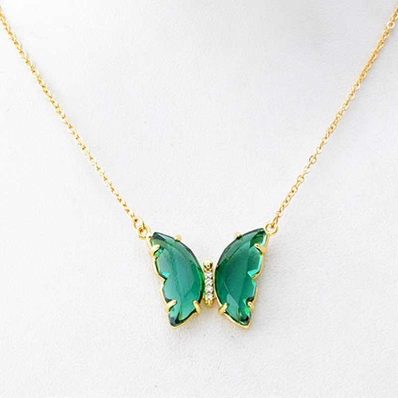 Butterfly 18K Gold Crystal Necklace