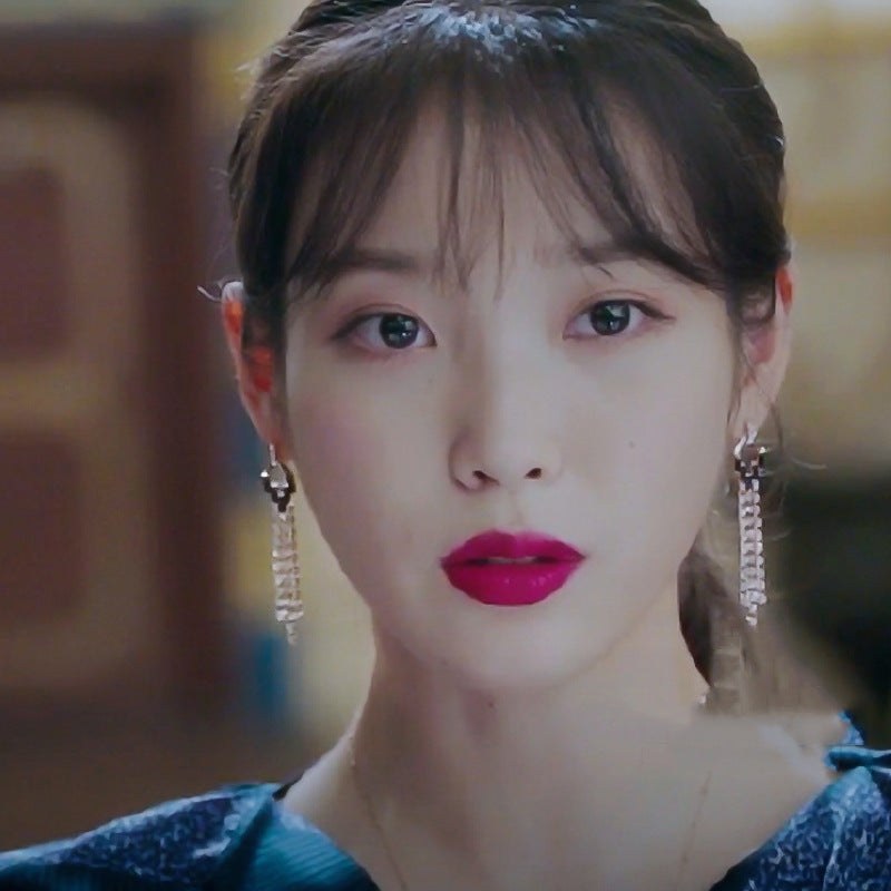 Hotel Del Luna IU Chandelier Earrings with Blue Gems
