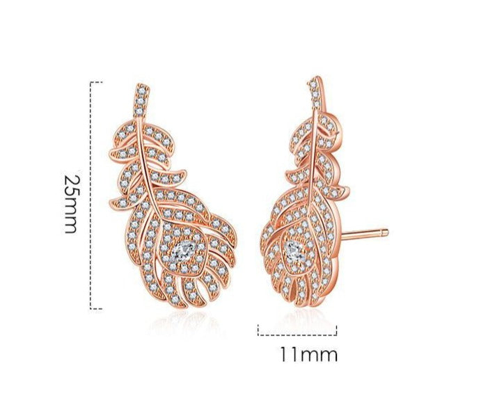 The King: Eternal Monarch Jung Eun-chae Rose Gold Feather Earrings
