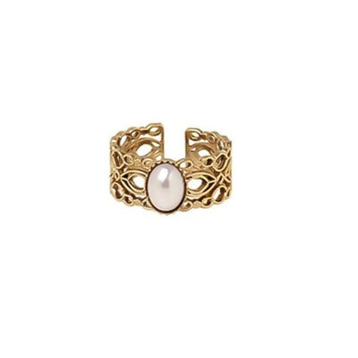 Baroque Ring with Pearl | Black Onyx | Hotel Del Luna
