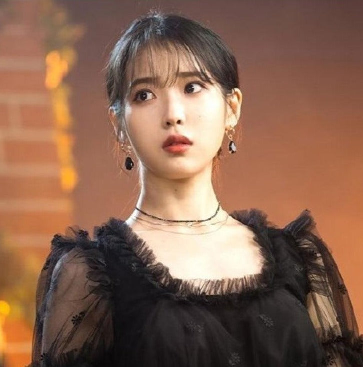 Black Teardrop Gem Earrings | IU - Hotel Del Luna