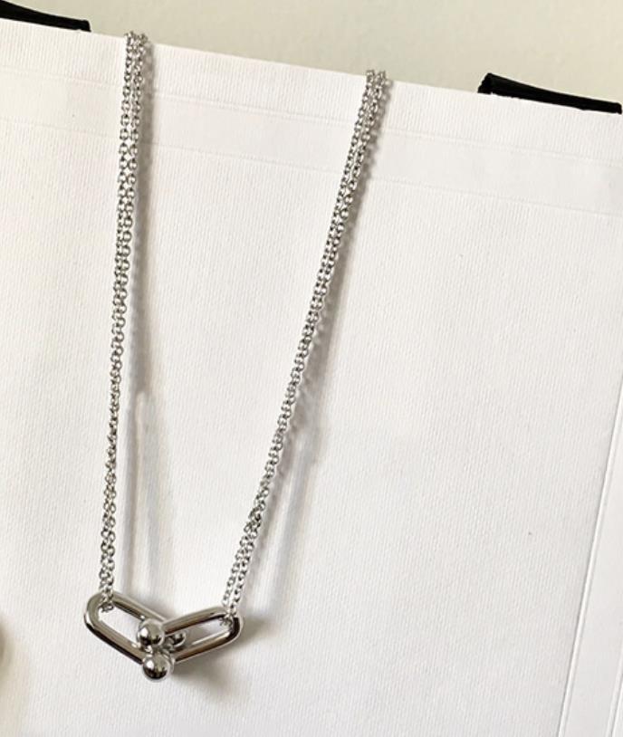 Kdrama Penthouse Shim Su-ryeon (Lee Ji-ah) /  Logan (Park Eun-Seok) Inspired Double Link Pendant Titanium Necklace