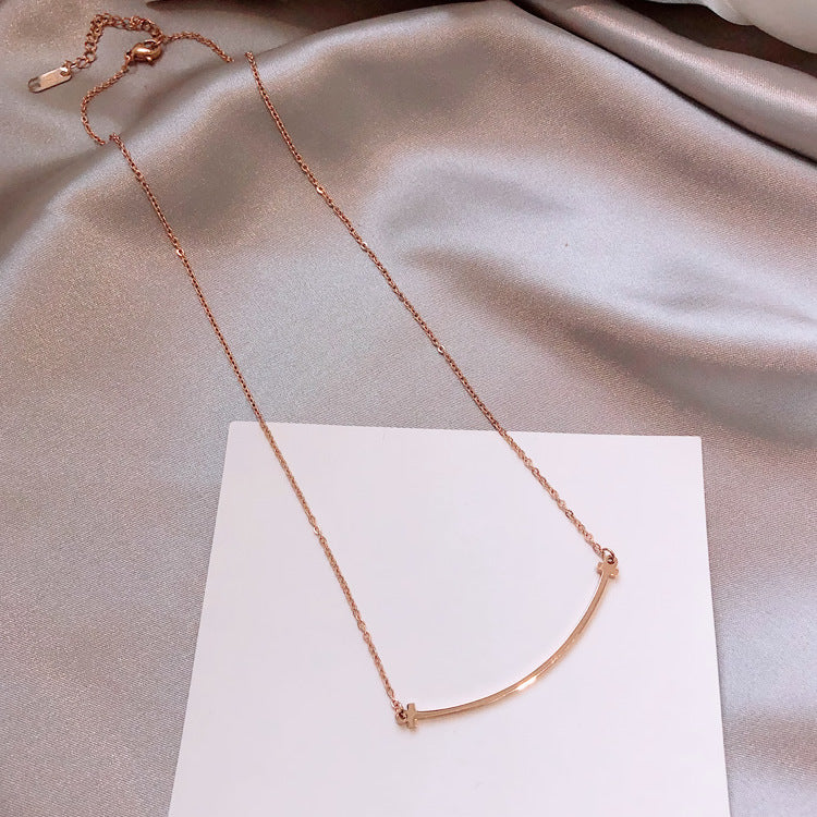 Kdrama Penthouse Shim Su-ryeon (Lee Ji-ah) Inspired Smile Titanium Necklace in Rose Gold