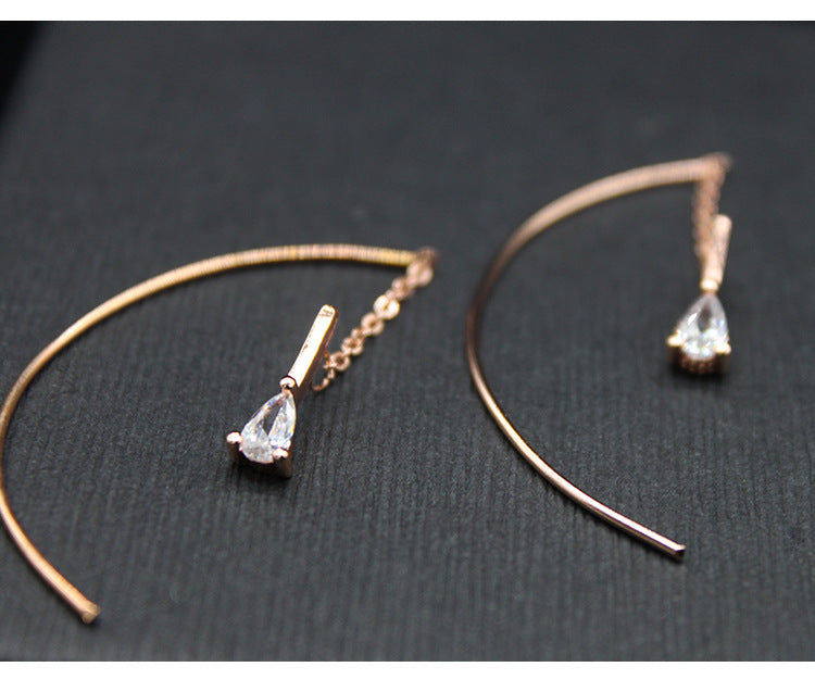 Teardrop Cubic Zirconia Thread Earrings Kim Se Jeong A Business Proposal Kdrama