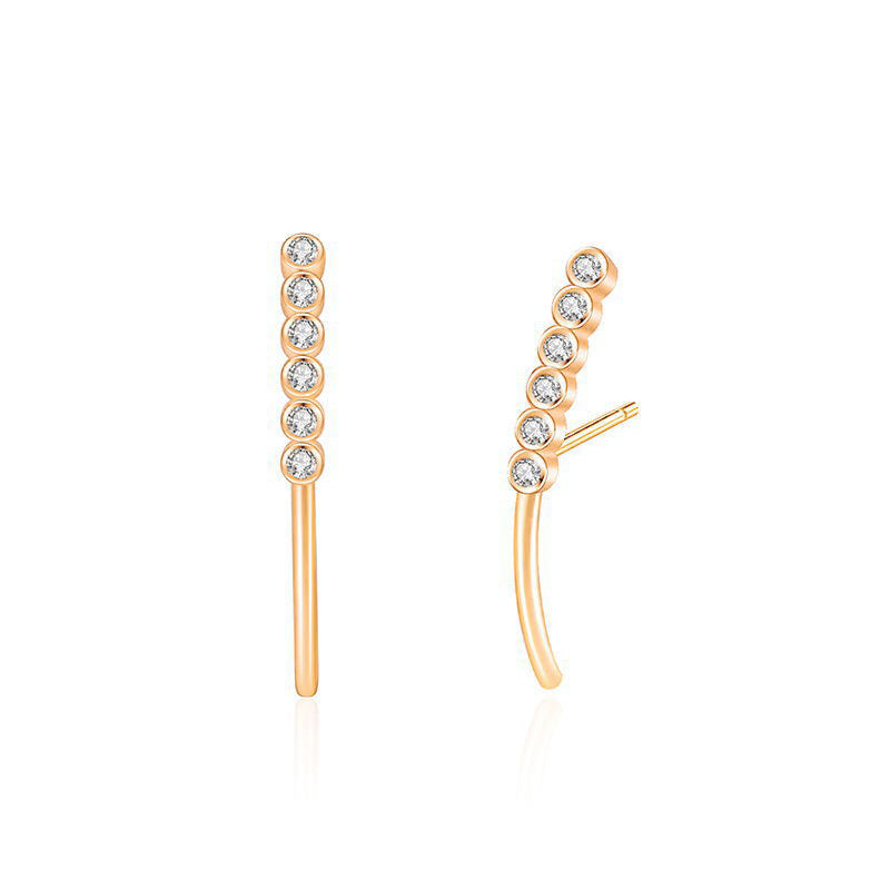 Crash Landing on You Earrings | 925 Sterling Silver | Diamond Bar Design