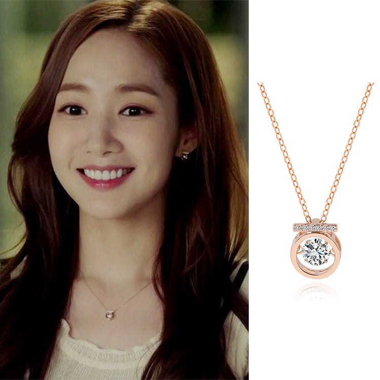 Sterling Silver Circle Pendant Necklace from Kdrama What's wrong with secretary kim, seen on Park Min-Young