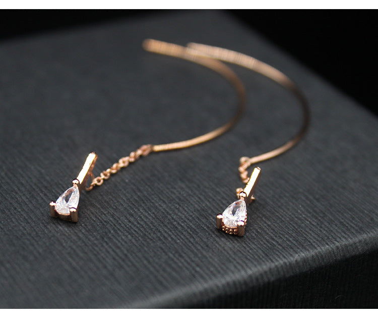 Teardrop Cubic Zirconia Thread Earrings Kim Se Jeong A Business Proposal Kdrama