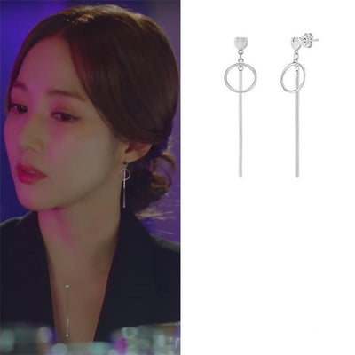 Kdrama Earrings inspired by Her Private Life as seen on Rachel Park Min-Young Minimalist Long Bar Earrings