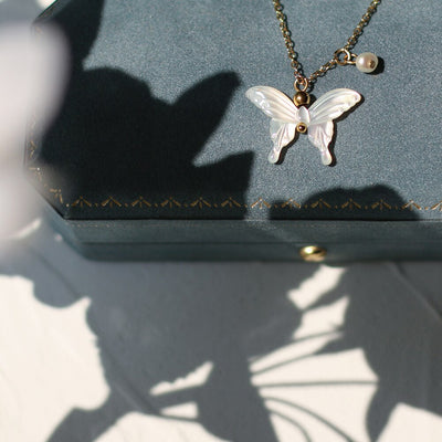 Nevertheless Nabi Inspired Butterfly Shell Pendant 18k Gold Plated Chain