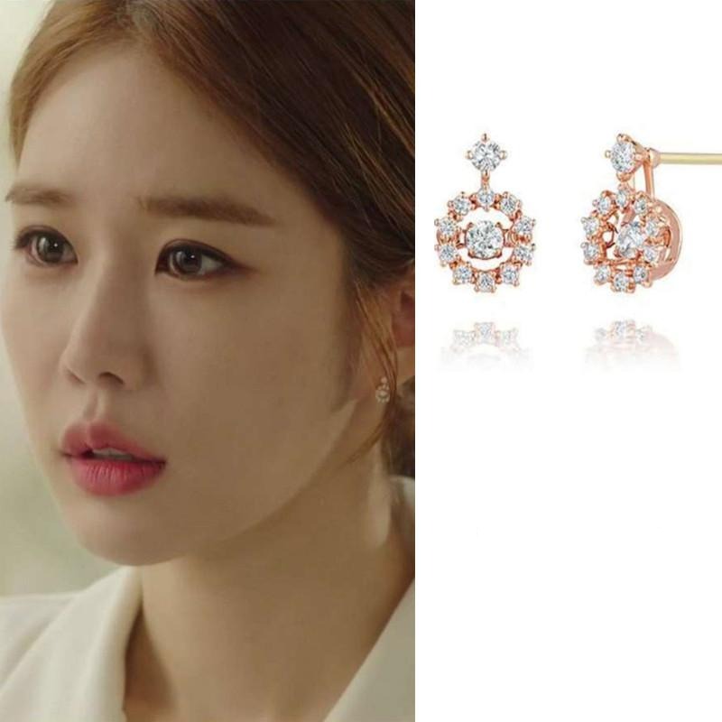 2 in 1 Stil Zirkon Tropfen Runde Ohrring Kdrama Schmuck Inspiriert von Touch Your Heart Yoo In Na
