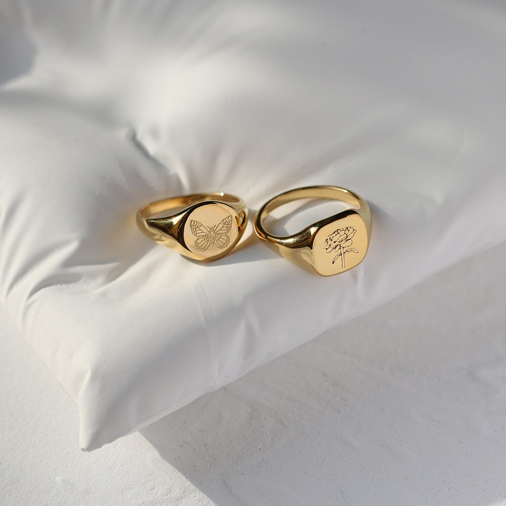 Nevertheless Inspired Butterfly Signet Ring 18K Gold