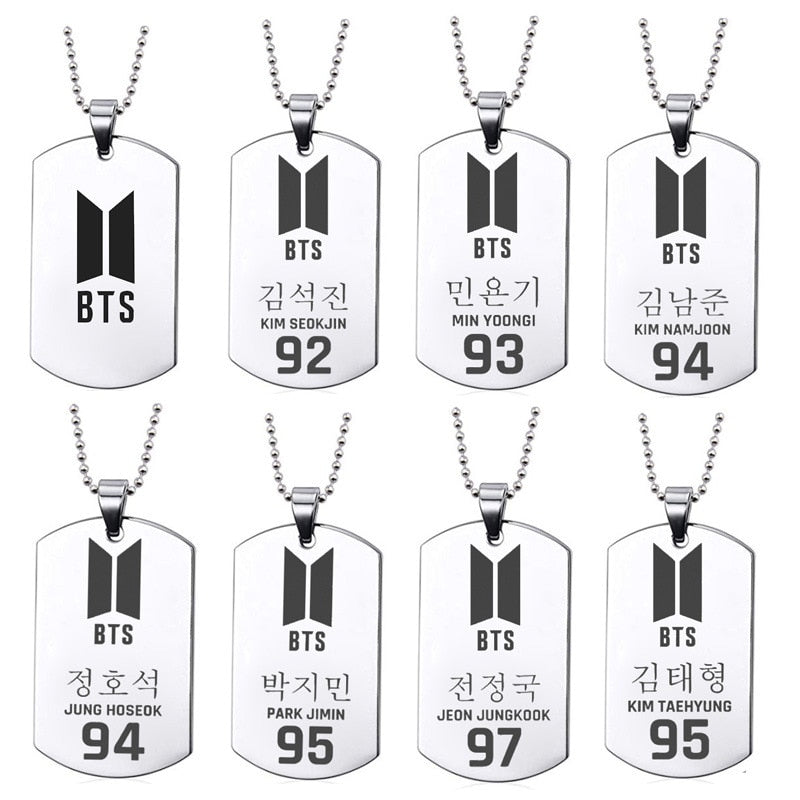 BTS Inspired Bias Armg Tag Necklace Set