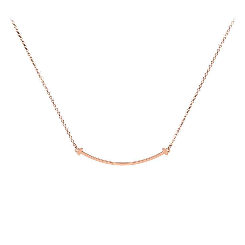 Kdrama Penthouse Shim Su-ryeon (Lee Ji-ah) Inspired Smile Titanium Necklace in Rose Gold