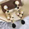 vintage baroque dangle earrings black gold and white