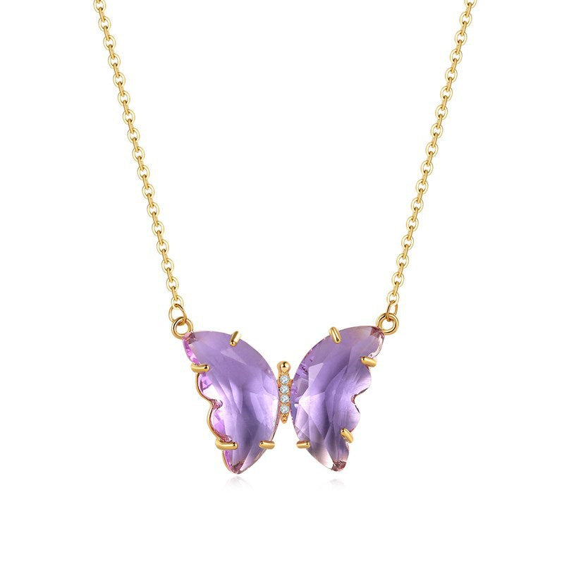 Butterfly 18K Gold Crystal Necklace