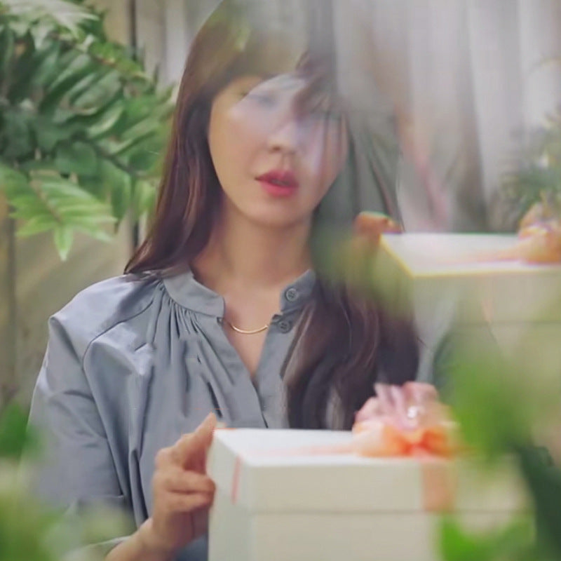 Kdrama Penthouse Shim Su-ryeon (Lee Ji-ah) Inspired Smile Titanium Necklace in Rose Gold