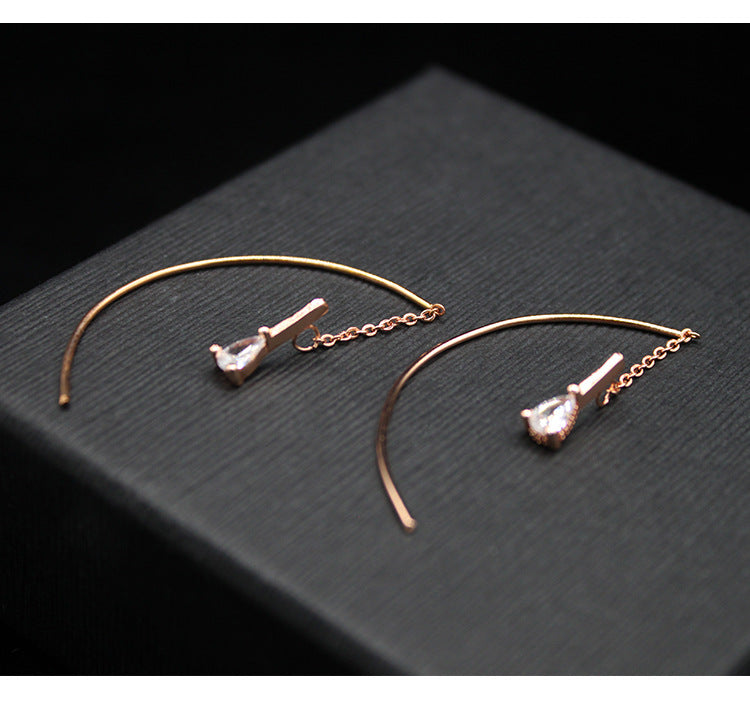 Teardrop Cubic Zirconia Thread Earrings Kim Se Jeong A Business Proposal Kdrama