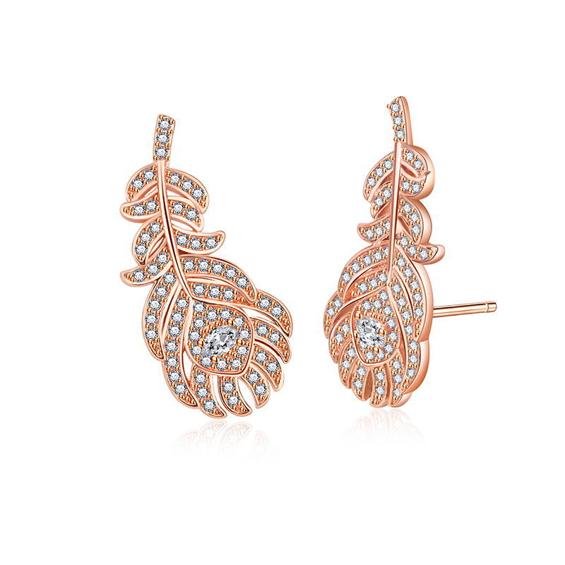 The King: Eternal Monarch Jung Eun-chae Rose Gold Feather Earrings