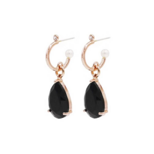 Black Teardrop Gem Earrings | IU - Hotel Del Luna - K Merch