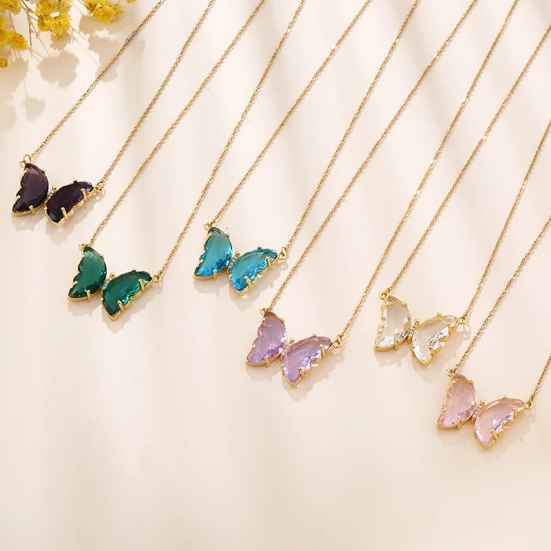 Butterfly 18K Gold Crystal Necklace