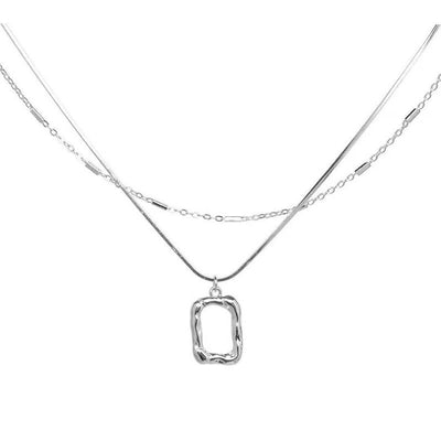 Penthouse Kdrama Layered Necklace With Square Frame Pendant