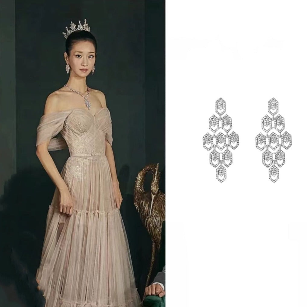 Seo Yea Ji Kdrama Eve Earrings Honeycomb design Cluster dangle earrings
