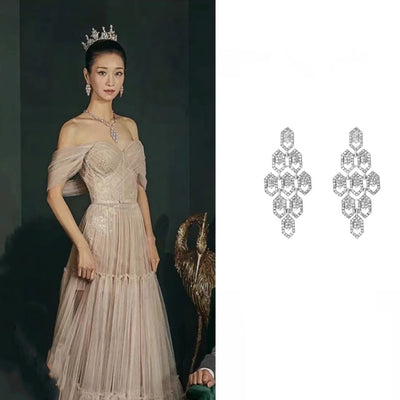 Seo Yea Ji Kdrama Eve Earrings Honeycomb design Cluster dangle earrings