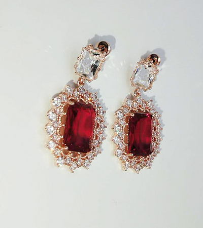 Kdrama Earrings inspired by Her Private Life as seen on Rachel Park Min-Young |Red Gem Drop Earrings