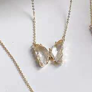Butterfly 18K Gold Crystal Necklace