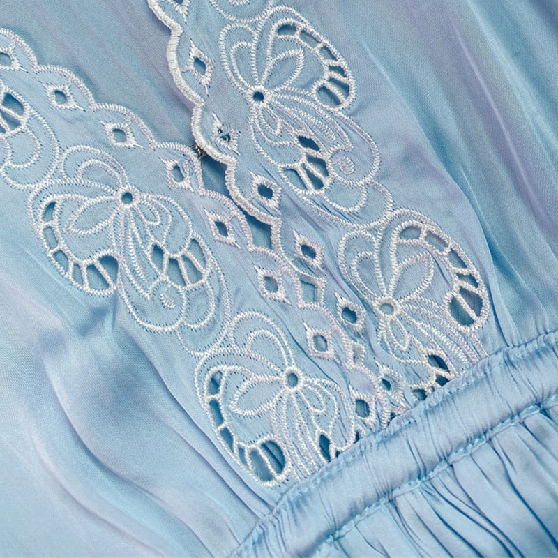 Pastel Blue Long Sleeve Embroidery Neckline The Glory Kdrama Im Ji Yeon