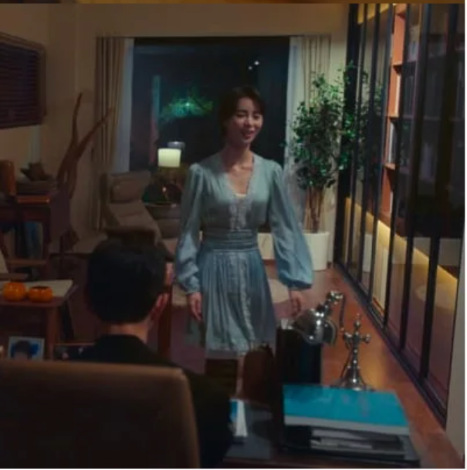 Pastel Blue Long Sleeve Embroidery Neckline The Glory Kdrama Im Ji Yeon