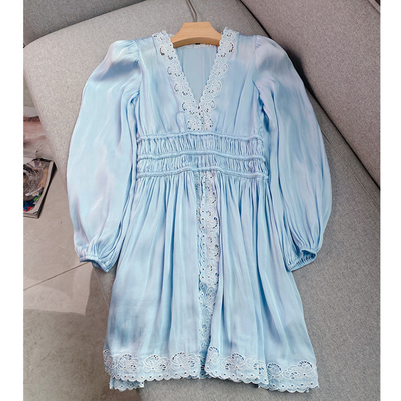 Pastel Blue Long Sleeve Embroidery Neckline The Glory Kdrama Im Ji Yeon