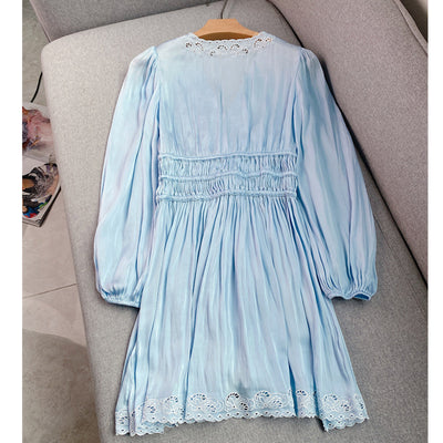 Pastel Blue Long Sleeve Embroidery Neckline The Glory Kdrama Im Ji Yeon