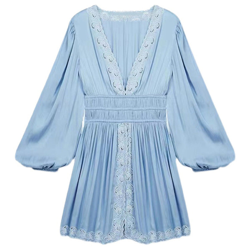 Pastel Blue Long Sleeve Embroidery Neckline The Glory Kdrama Im Ji Yeon